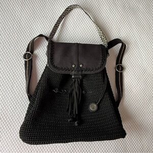 The Sak Woven Backpack Purse Black